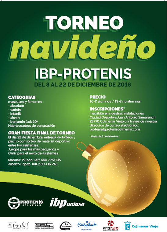 IV Torneo Navideño 2018 IBP-PROTENIS COLMENAR. Cuadros