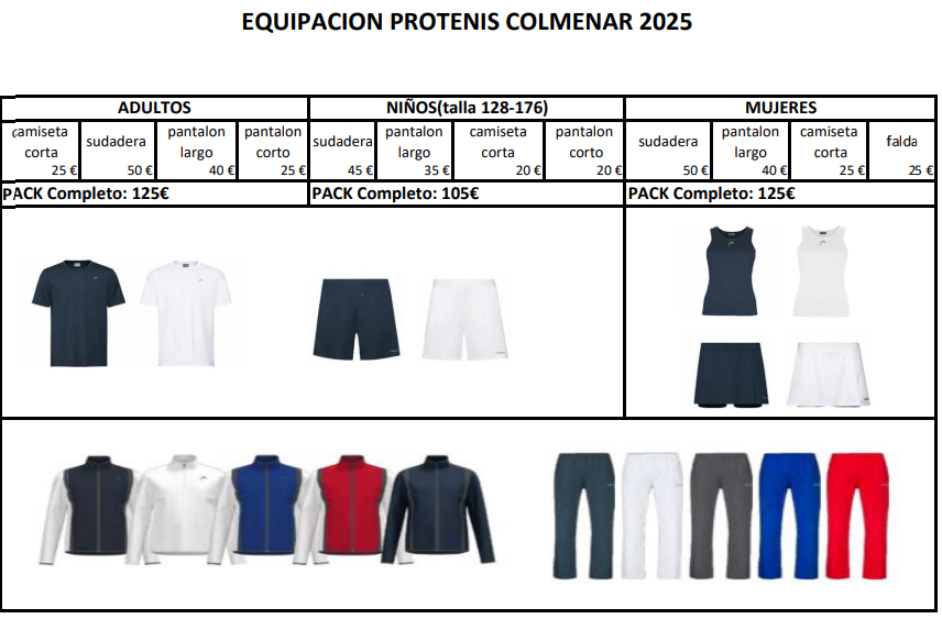 Equipación PROTENIS COLMENAR 2025